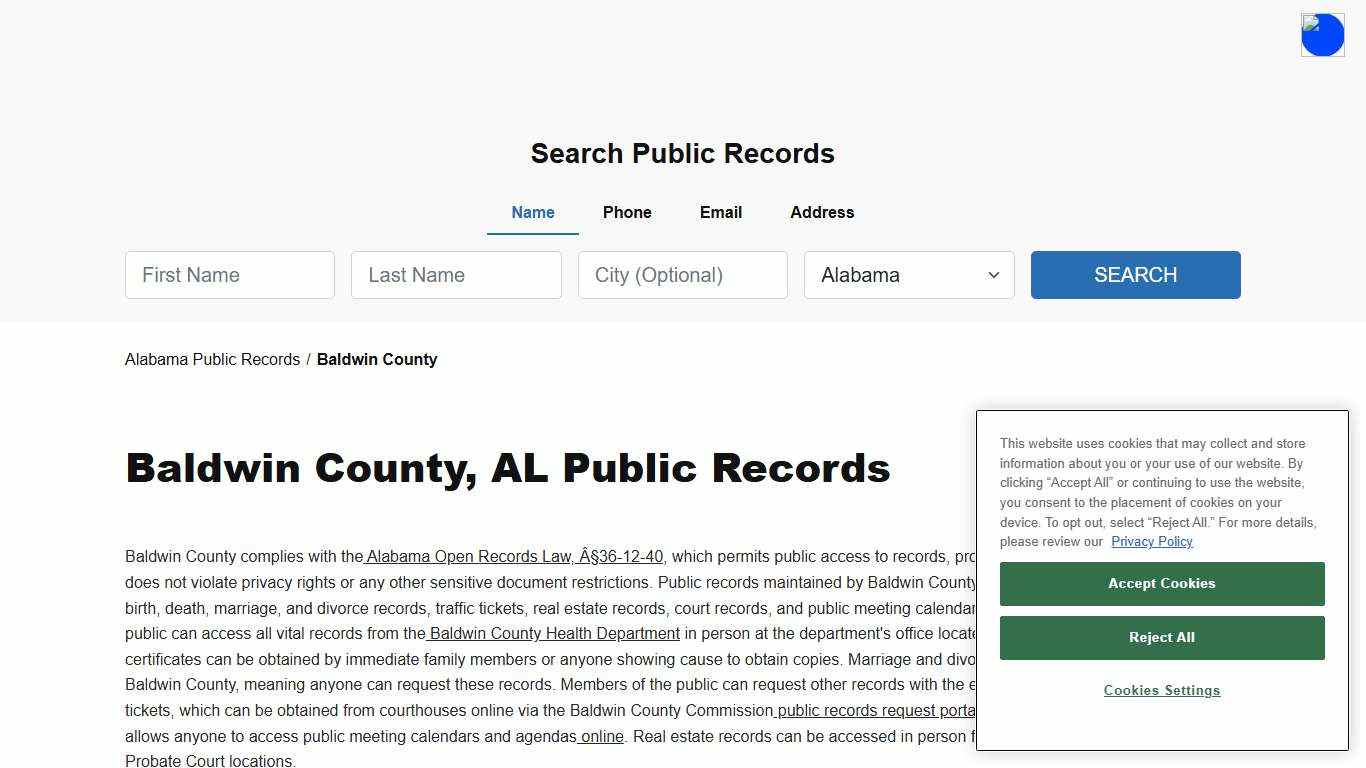 Baldwin County, AL Public Court, Arrest and Inmate Records - ThePublicIndex