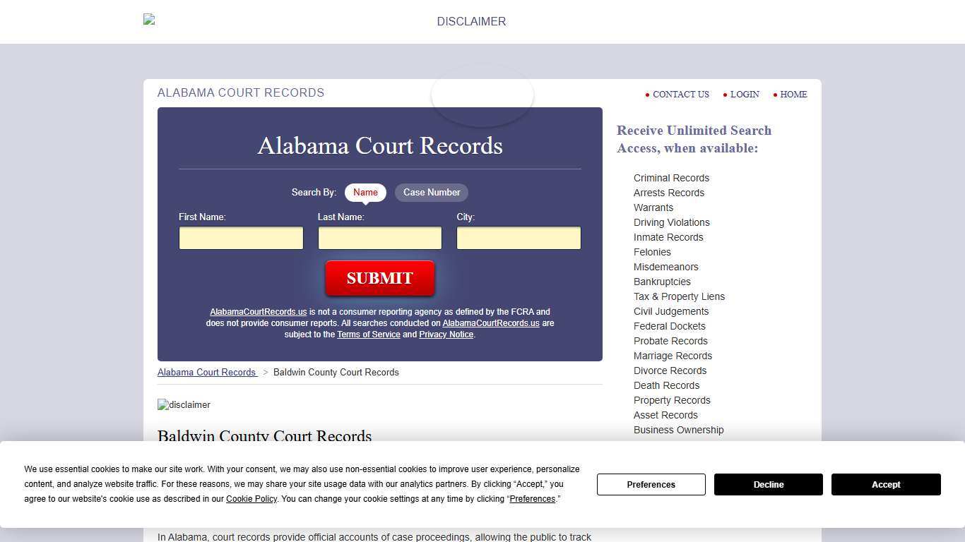 Baldwin County Court Records AlabamaCourtRecords.us